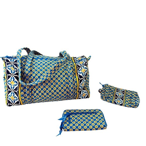 Vera Bradley Travel Set Duffle Bag Cosmetic Pouch Wallet Riviera Classic Excel! - Picture 1 of 16